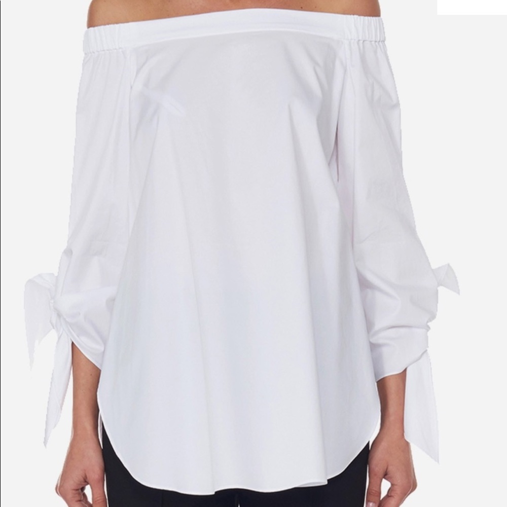 Tibi SATIN POPLIN OFF-THE-SHOULDER TUNIC